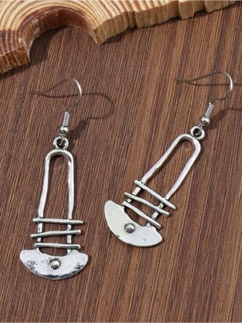 Silver-Toned Abstract Drop Earrings - Women Jewelry